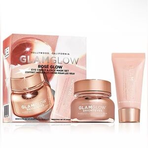 New In Box Glamglow ROSÉ GLOW Eye Cream & Face Mask Set 0.5oz Bright Eyes